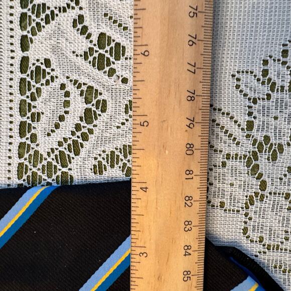 Vintage Chadwick by Wembley REPP Black/Blue/Yellow Stripe Men’s Necktie Preppy - Picture 3 of 13